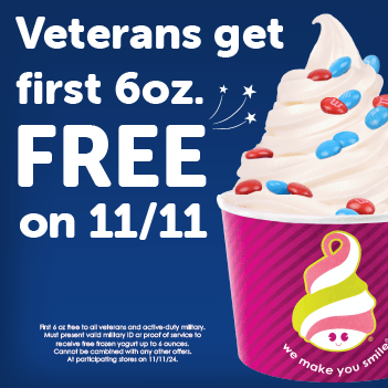 Veterans Get Their First 6oz of Froyo FREE on Veterans Day!