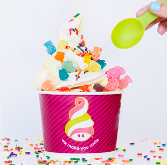 A Menchie's custom frozen yogurt cake is a unique way to put on a smile on  anyone's face. Whether it's a birthday … | Frozen yogurt cake, Frozen yogurt,  Yogurt cake